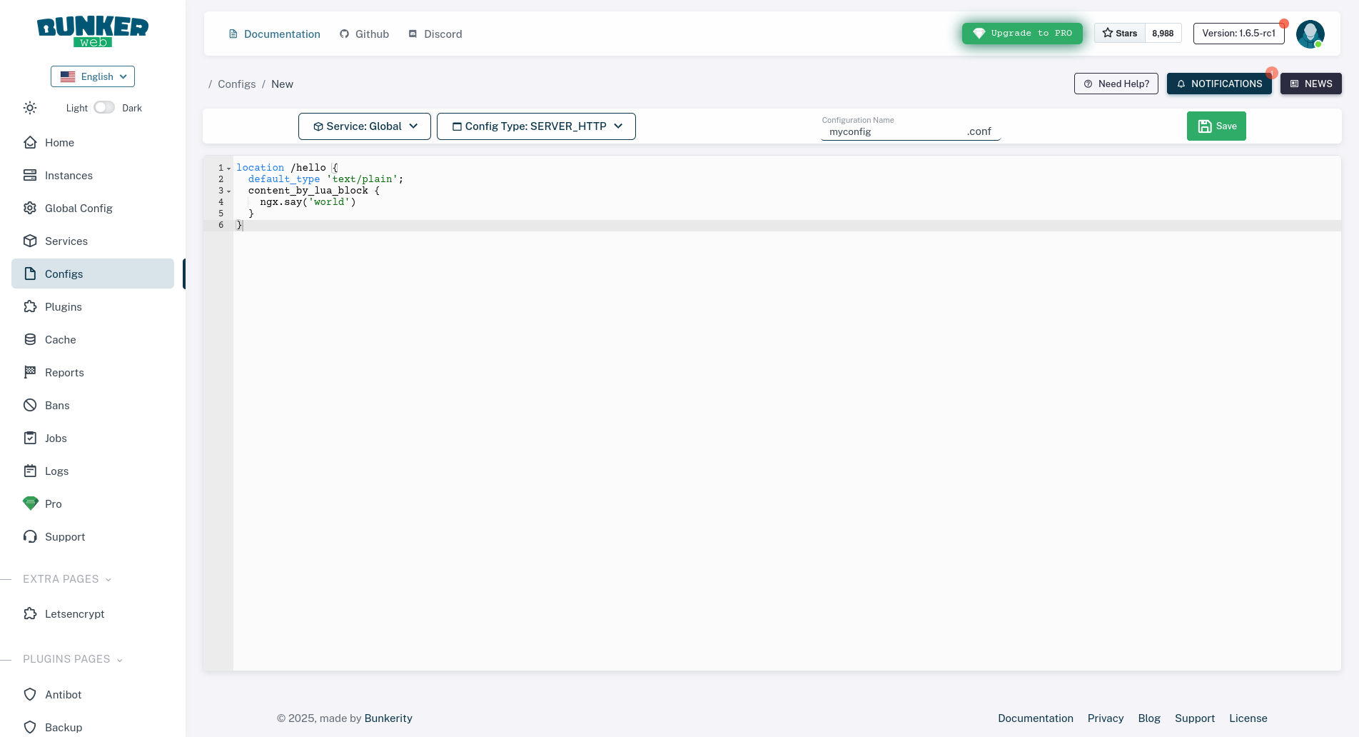 Custom configurations using web UI