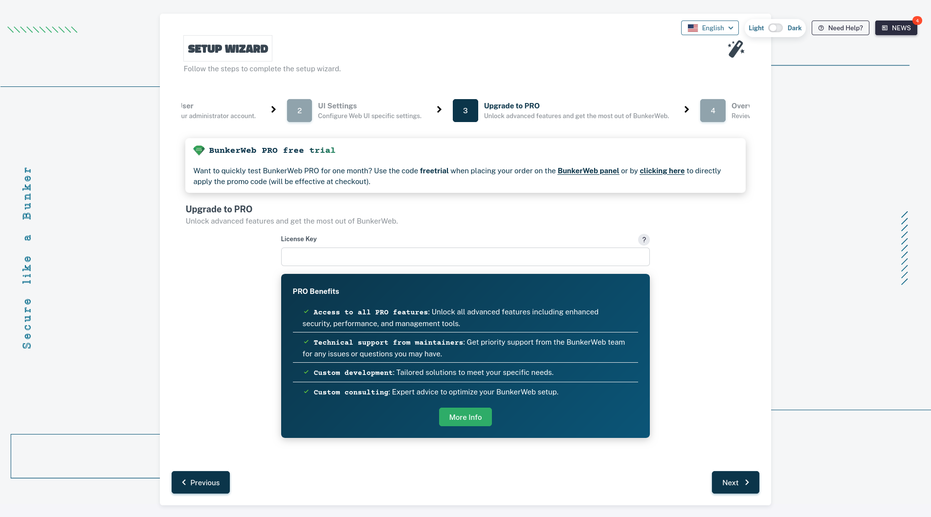 Setup Wizard PRO step