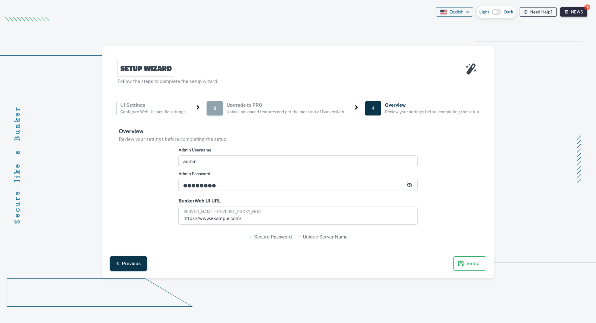 Setup Wizard final step