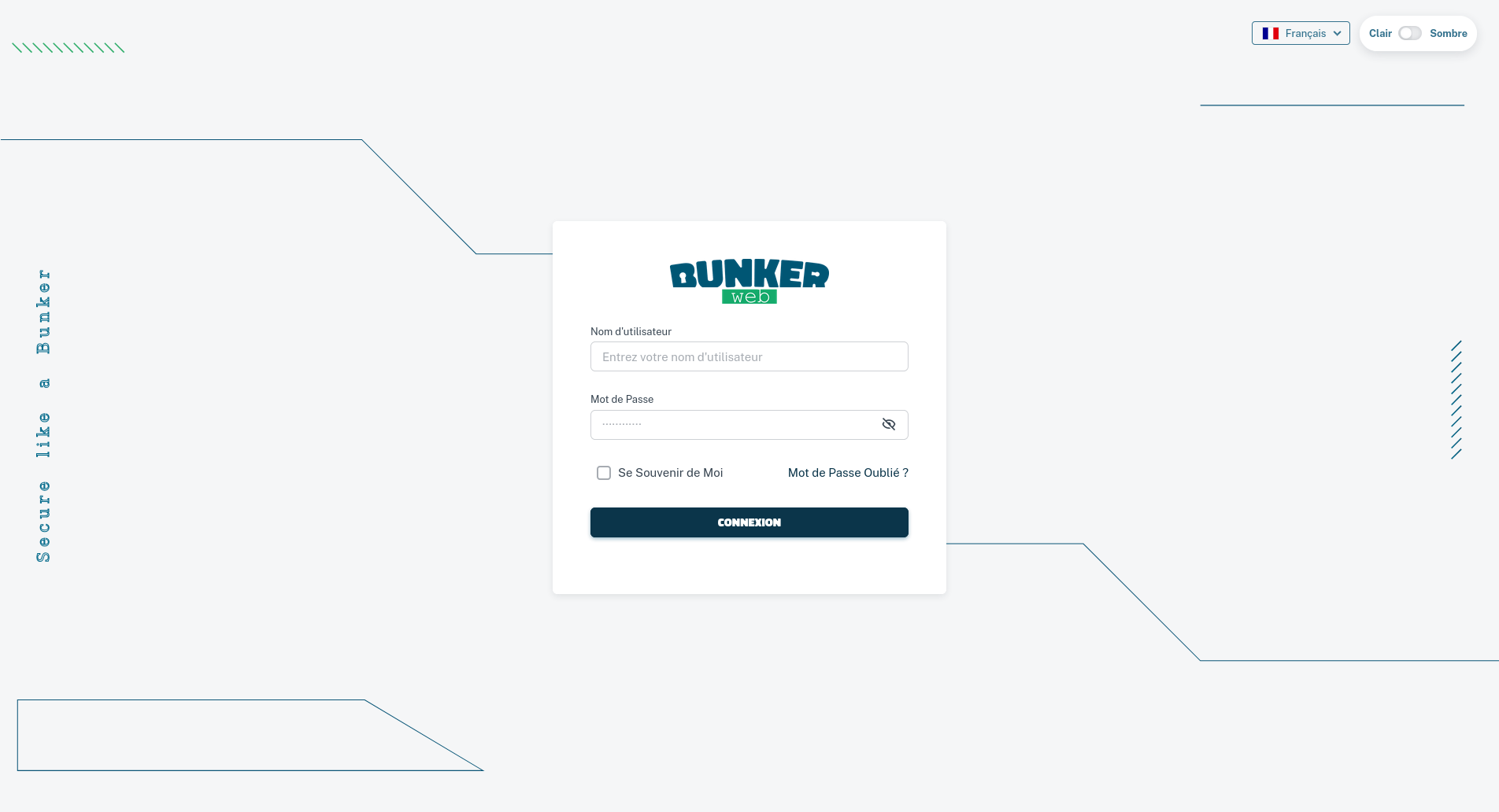 Page de connexion à l'interface Web