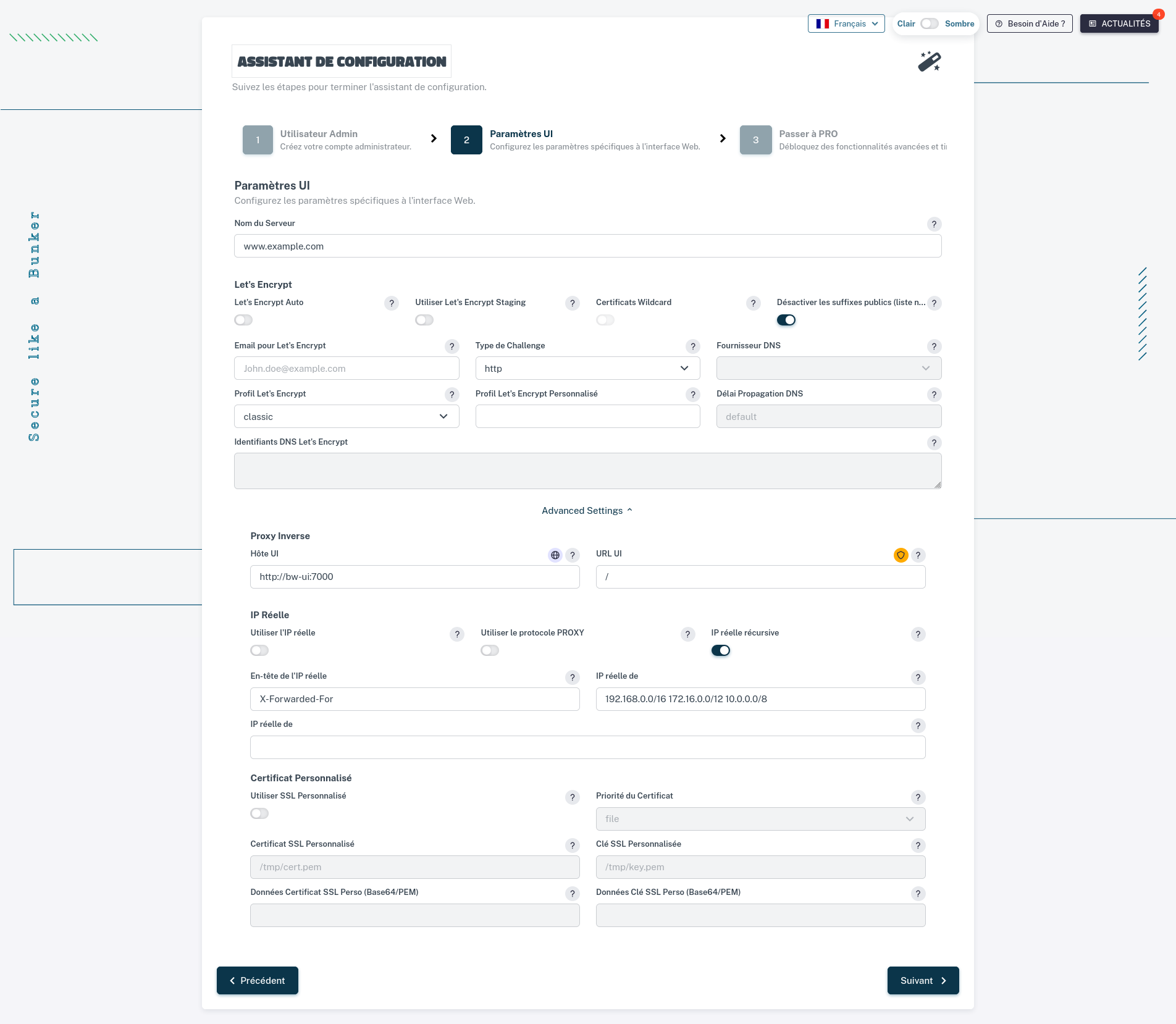 Assistant d'installation étape 2